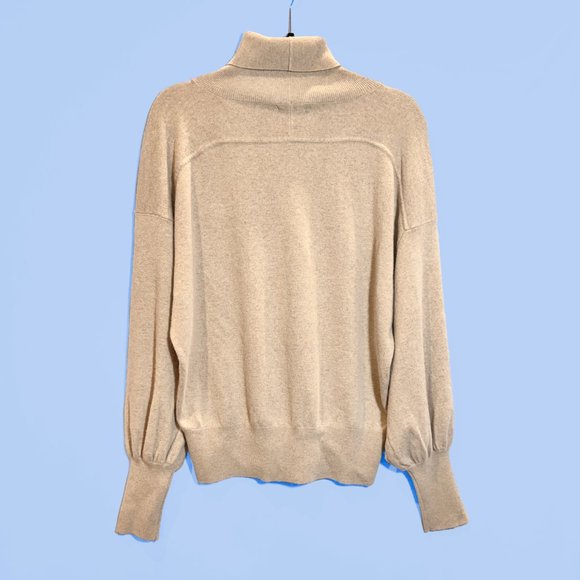 NWOT Massimo Dutti Wool and Cashmere Blend Balloon Sleeve Turtleneck Sweater - Picture 2 of 4